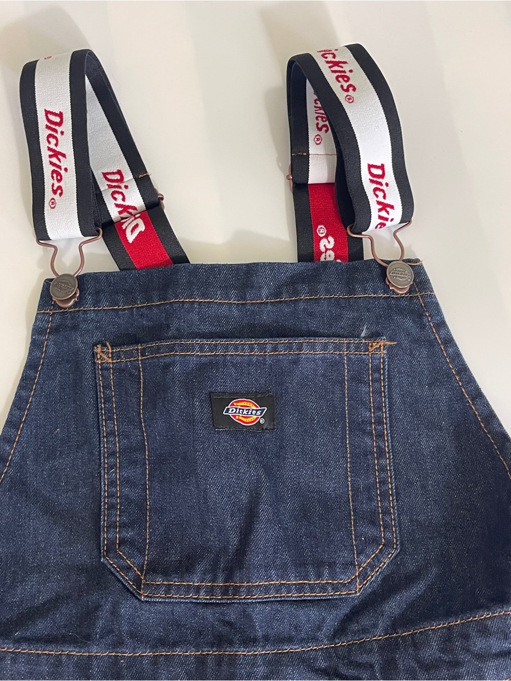 Dickies Women’s Denim Overalls with Logo Straps Size S
